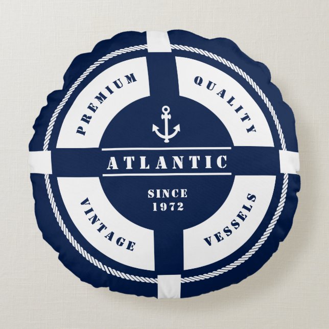 Coussin rond de balise d'anneau avec l'étiquette - (Devant)