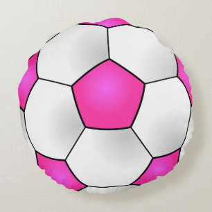 Coussin rond de ballon de football rose
