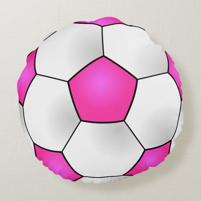 Coussin rond de ballon de football rose (Dos)