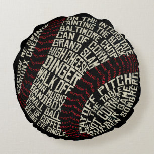 Coussin rond de baseball Jargon Slang Typographie