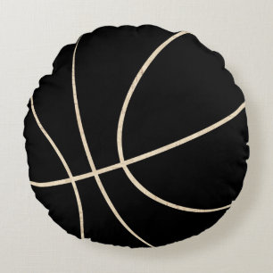 Coussin rond de basket-ball noir et beige