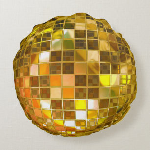 Coussin rond de boule d'or de disco