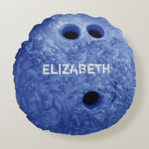 Coussin rond de boule faite sur commande bleue de