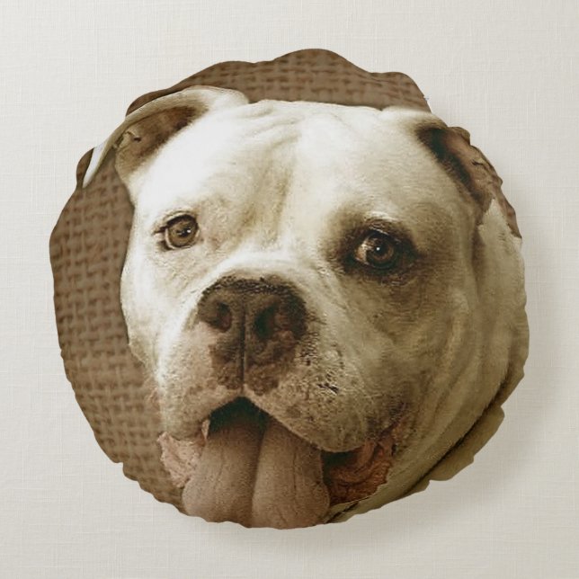 Coussin rond de bouledogue américain (Dos)