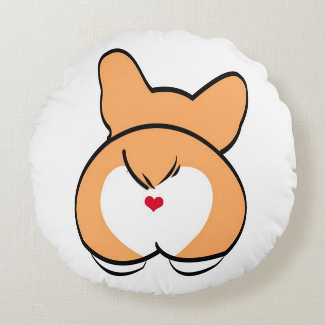 Coussin rond de bout de Corgy (Devant)