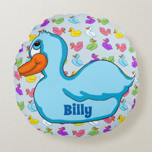 Coussin rond de canard bleu