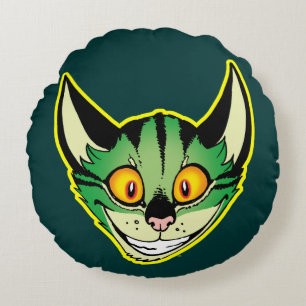 Coussin rond de chat fluorescent de bande dessinée