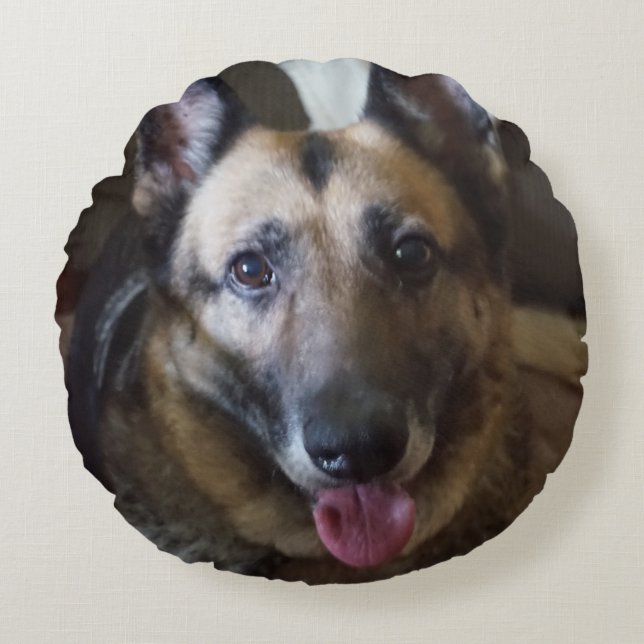 Coussin rond de chien de berger allemand (Devant)