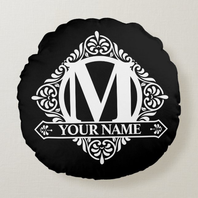 Coussin rond de conception monographique Ornat (Devant)