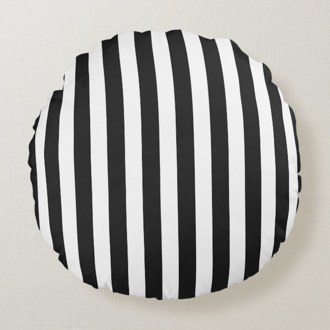 Coussin rond de conception noire et blanche de (Devant)