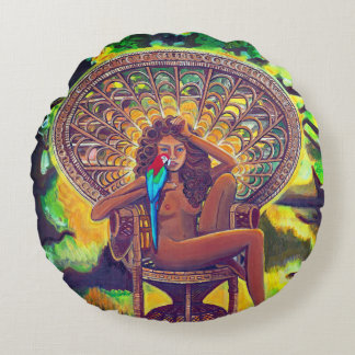 Coussin rond de coton à thème Boho