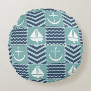 Coussin rond de courtepointe marine