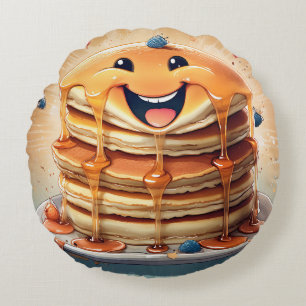 Coussin rond de crêpes de dessin - Whimsical et am