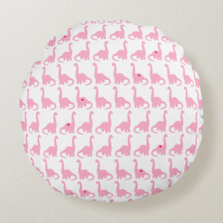 Coussin rond de dinosaure rose