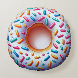 Coussin rond de Donut arrosé - Amusant et réaliste
