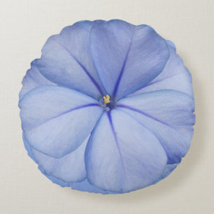 Coussin rond de fleur bleue de bigorneau