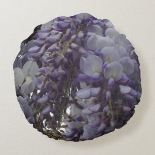 Coussin rond de fleurs violettes