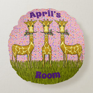 Coussin rond de girafes