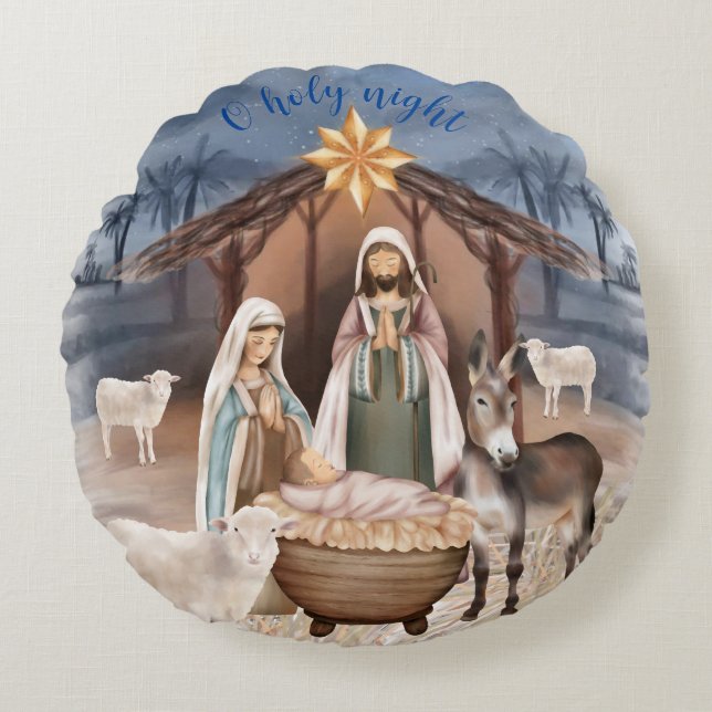 Coussin rond de la crèche de Noël (Devant)