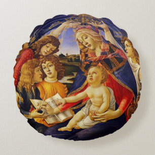 Coussin rond de la reine du ciel Vierge Marie
