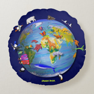 Coussin rond de la terre de planète avec les