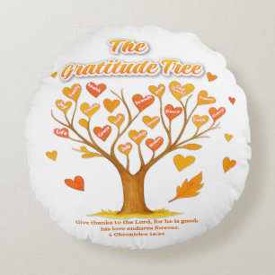 Coussin rond de l'arbre de Gratitude Thanksgiving