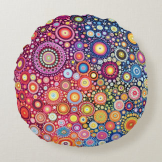 Coussin rond de Mandala Boho Circles