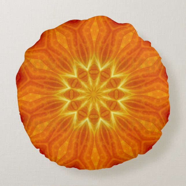 Coussin rond de mandala d'étoile de tempête de Sun (Dos)