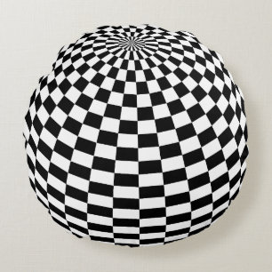 Coussin rond de motif Checkered