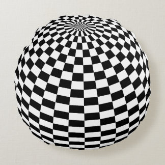 Coussin rond de motif Checkered