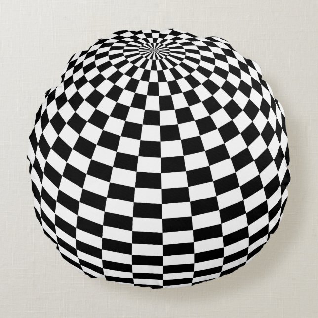 Coussin rond de motif Checkered (Devant)
