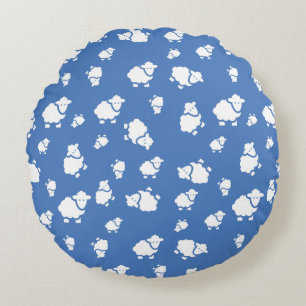 Coussin rond de mouton de dessin - Charming Blue N