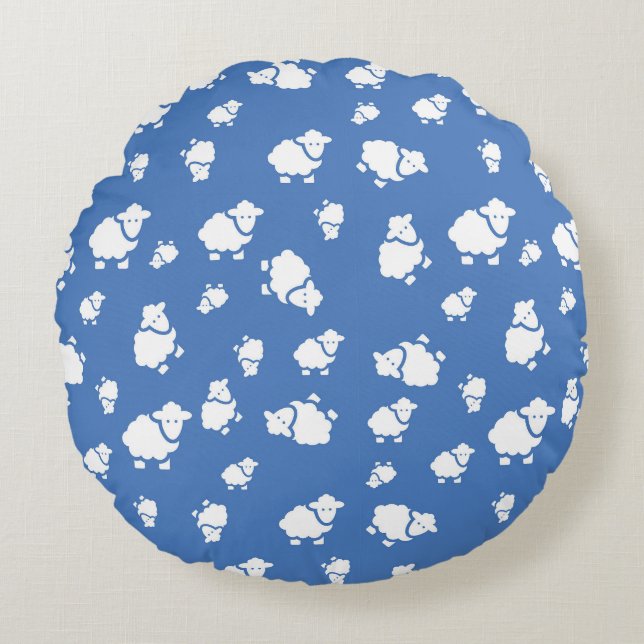 Coussin rond de mouton de dessin - Charming Blue N (Devant)