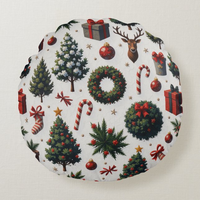 Coussin rond de Noël (Devant)