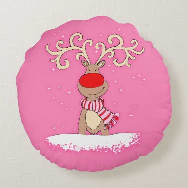 Coussin rond de Noël avec des filles mignonnes et  (Dos)