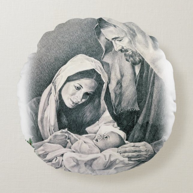 Coussin rond de Noël, Jésus-Christ (Devant)