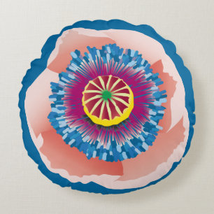 coussin rond de Pavot rose