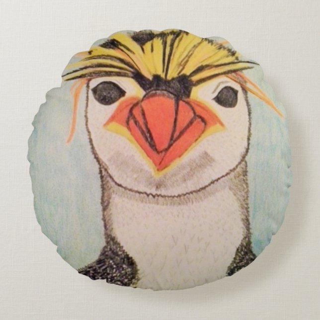 Coussin rond de pingouin (Devant)