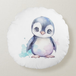 Coussin rond de pingouin bébé