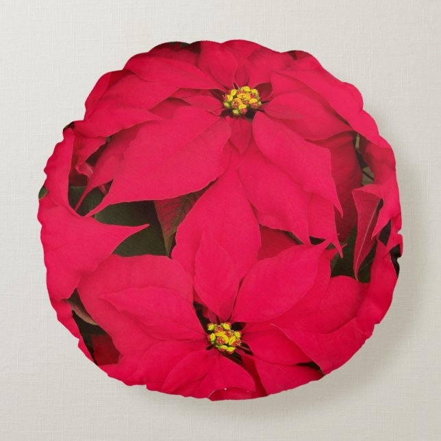 Coussin rond de poinsettia (Devant)