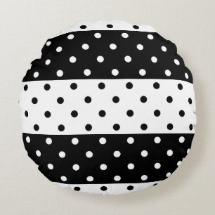 Coussin rond de pois monochrome