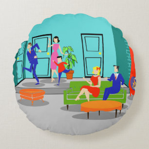 Coussin rond de rétro télévision classique