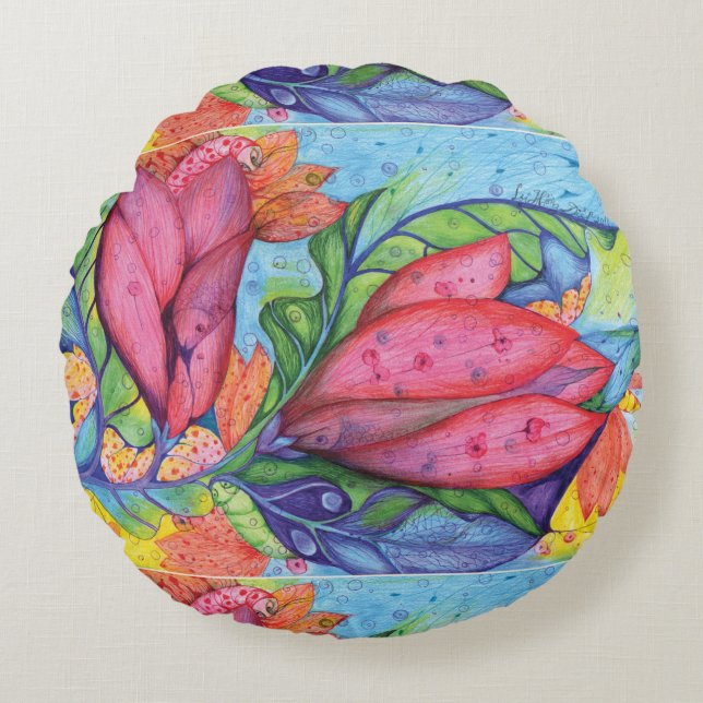 Coussin rond de rêve du printemps (Devant)
