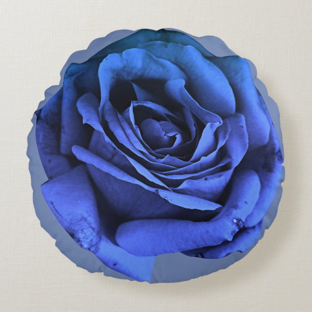 coussin rond de rose de bleu (Devant)