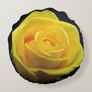 Coussin rond de rose jaune
