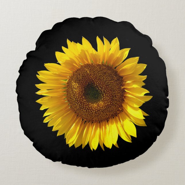 Coussin rond de tournesol (Devant)