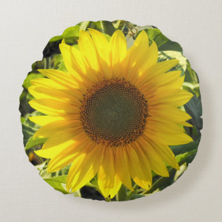 Coussin rond de tournesol d'été