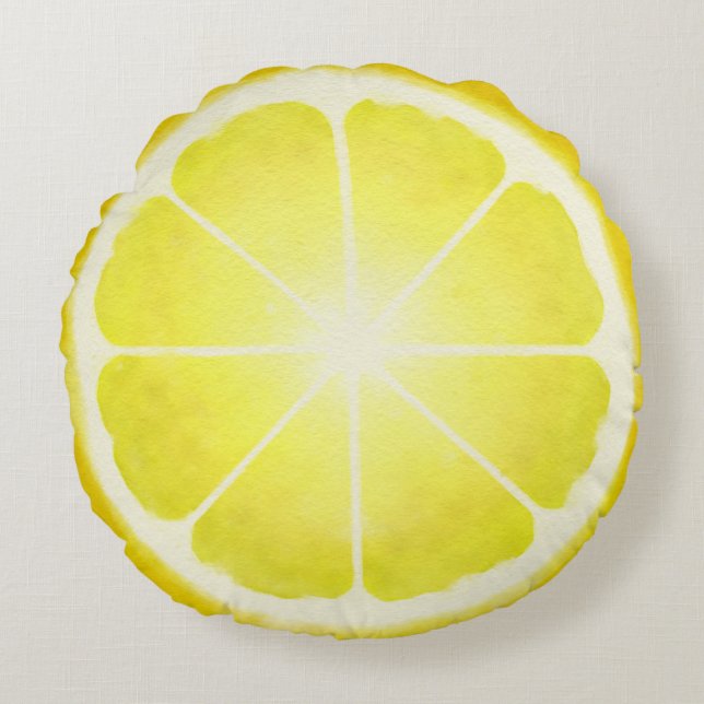 Coussin rond de tranche de citron (aquarelle) (Devant)
