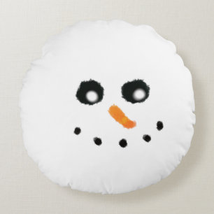 Coussin rond de visage de bonhomme de neige