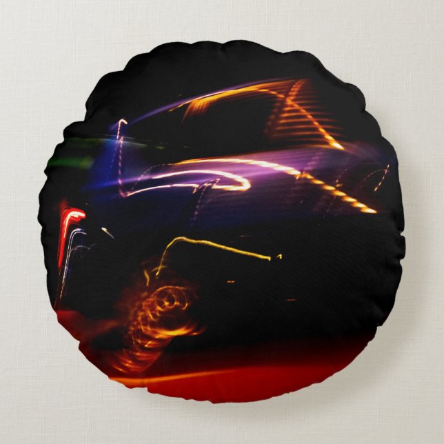 coussin rond de voiture violet (Devant)